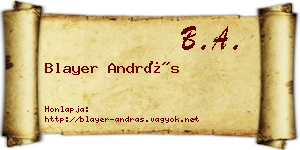 Blayer András névjegykártya